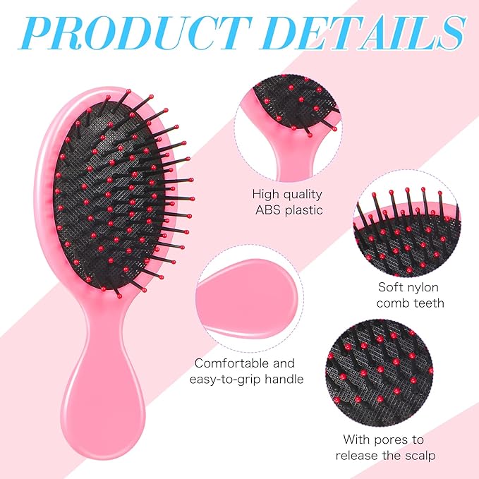 100 Colorful Mini Travel Detangling Brushes - Soft Bristles for Smooth, Tangle-Free Hair Combing for Dry/Wet Hair, Kids and Women