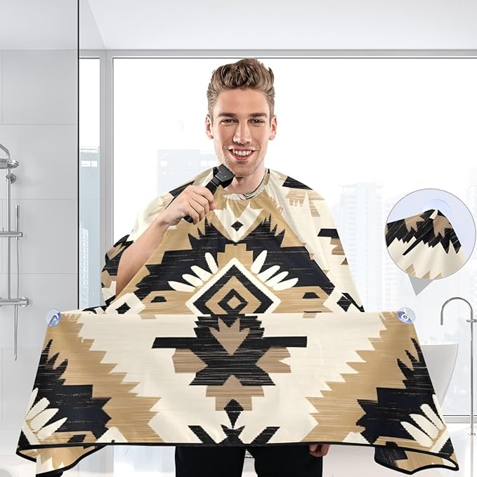Native American Tapestry Patterans Barber Cape Waterproof Polyester Hair Cutting Salon Cape Adjustable Neckline Hair Hair Cutting Beard Hairdressing Cape Accessories 55×64 Inch