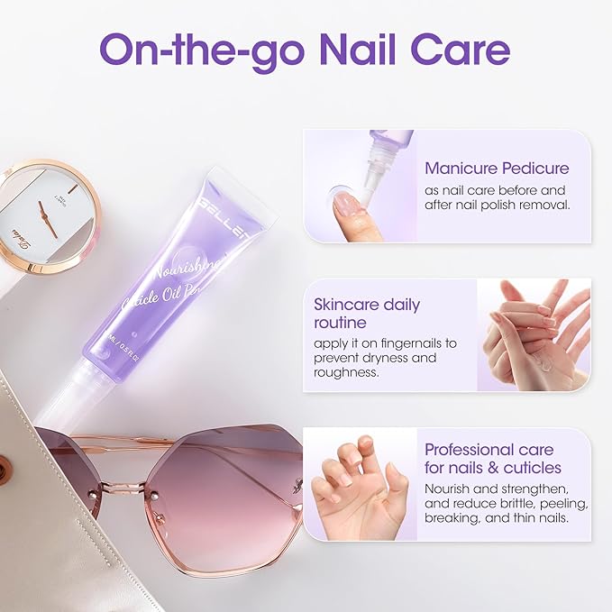 Gellen Cuticle Oil Pen for Nails, Nourishing with Lavender Oil & Vitamin E, Soften Cuticles Strengthen Nail Growth,15ml Pro Nail Care Treatment for Healthier-Looking Nails, On-the-Go, Travel-Sized