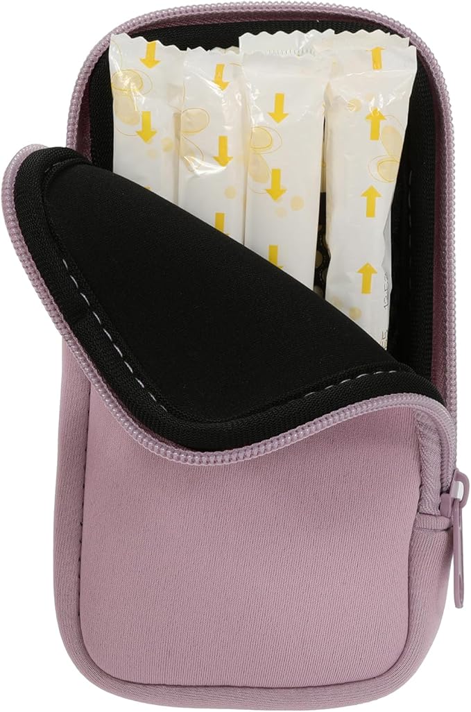 Tampon Storage Bag, Neoprene Tampon Organizer Case with Zipper Small Pouch for Feminine Products Portable Period Bags for Women,Ladies (Light Purple, 2pcs)