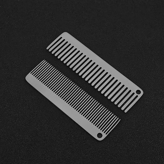 Pure Titanium Hair Comb for Men and Women - Wide Tooth Comb for Curls, Anti-Static Brush with Satin Finish, Compact Pocket Grooming Brush for Travel and Daily Carry