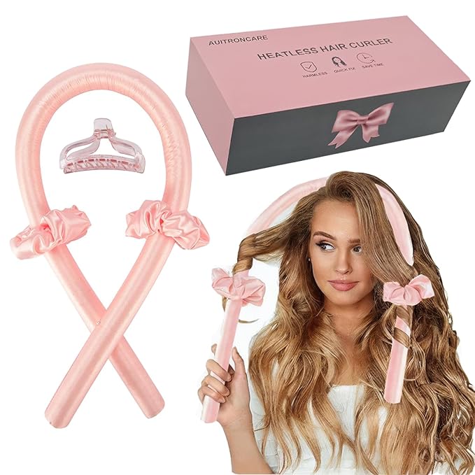 Heatless Curls Overnight,Satin Curling Rod Headband,Hair Curlers for Long and Medium Hair,Silk Curls Headband with Gift BOX,No Heat Rollers to Sleep in(Fuchsia-36.24)