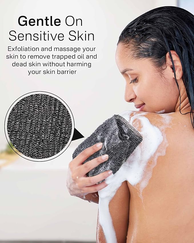 Yiclick 2PCS Exfoliating Washcloth Towel - Exfoliating Body Scrubber Exfoliator, Loofah Sponge Wash Cloth, Korean & Japanse & African Net Sponge Rag - Back Scrubber Washer for Use in Shower Bath