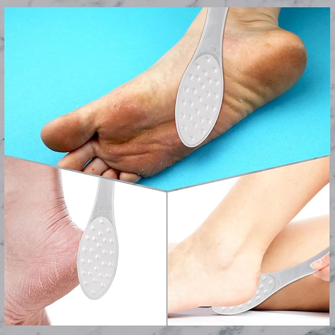 2PCS Stainless Steel Foot Scraper,Professional Foot Rasp Scrubber,Double Sided Pedicure Rasp for Cracked Heel and Dead Foot Skin, Easy to Clean Pedicure Tool(Silver)