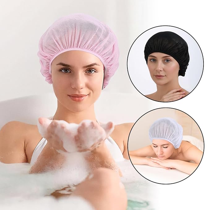 6pcs Mesh Hair Net, Hair Net for Sleeping, Sleeping Hair Net, Elastic Band, Suitable for Drying Hairs, Kitchen, White, Pink, Black
