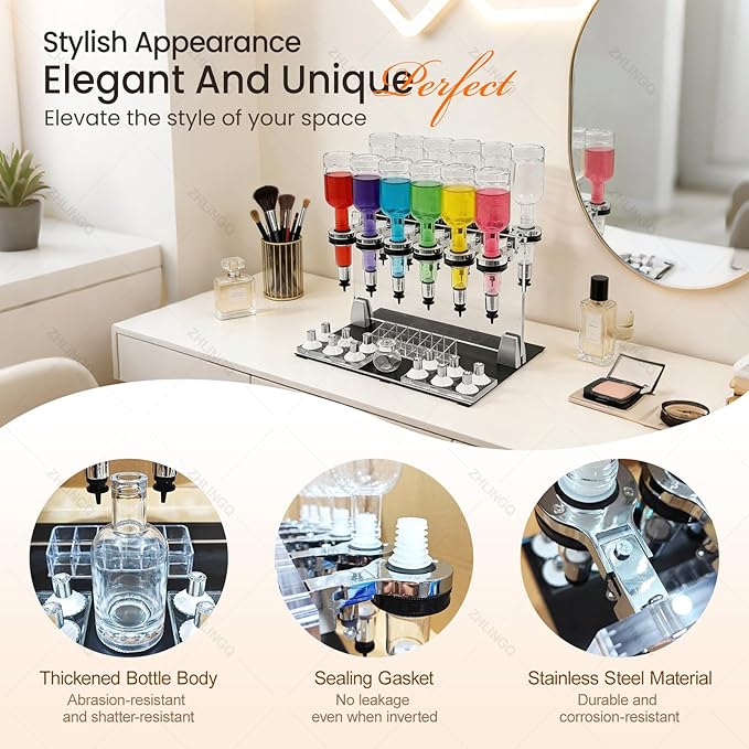 Manual Perfume Dispenser,Precise Flow Control, 12 Pump Heads & 12 Testing Cups, Liquid Filling Machine Transfer Tool Kit, Making It an Ideal Choice for Shops, Bars