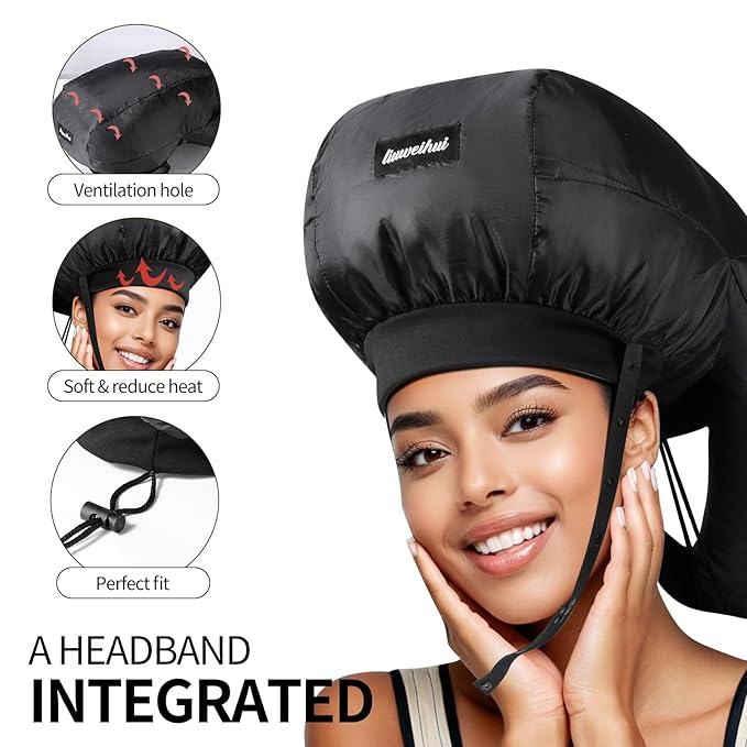 Bonnet Hair Dryer, Ideal Hair Diffuser for Curly Hair， Your Ultimate Solution - Spacious Capacity Blow Dryer Cap for Rapid Styling of Curls