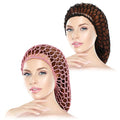 Mesh Hair Net Rayon Knit Snood Hat Crochet Wraps Sleep Cap Soft Hairnet Large Cover Ornament Accessory (Black+Pink)