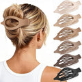 6 PCS Large Flat Hair Clips for Women Girls, French Concord Lay Down Flat Claw Clips for Thick Thin Hair, Comfortable Curved Flat Clip, Matte Non-slip Strong Hold Hair Accessories, Neutral
