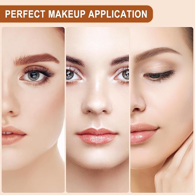 Flat Top Foundation Makeup Brush - Hexagon Kabuki Powder Make Up Brushes Soft and Dense Bristles with Protective Case for Liquid, Blending, Body, Self-tanner, Cream, Buffing (Black)