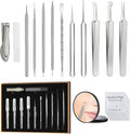 12 Pcs Titanium Alloy Pimple Popper Tool Kit, Pimple Extractor Comedone Extractor Tool, Blackhead Extractor Acne Tools for Face Blemish Whitehead Removal with 20 Alcohol Pads & 10x Magnifying Glass