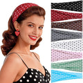 Headbands for Women, 8 Pack Non-Slip Moisture Wicking Sports Wide Head Bands, Stretchy Elastic Fabric, Multiple Colors Securing Hair for Fashion, Sports, Yoga, Running, Daily Life (Polka Dot)