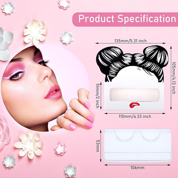 Maitys 24 Pieces Eyelash Boxes Eyelash Cases Empty Lash Packaging Bulk Eyelash Storage Box False Eyelash Case Holder with Plastic Eyelash Trays Fits 25mm for False Eyelashes Women