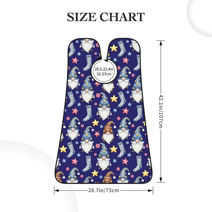 Strong Suction Cup Beard Grooming Bib, Non-Stick Hair Catcher, Waterproof, for Shaving, Watercolor Cute Gnomes Dark Blue