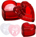Tioncy 3 Pcs Large Body Powder Puff and Container Valentine's Day gift Powder Container with Puff Crystal Case Soft Washable Reusable Velour Face Body Glitter Wet Dry Makeup(Heart,Red)