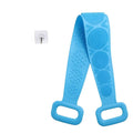 Silicone Back Scrubber Belt (28 inch) Blue – Extra Long-Double-Sided Bath Scrub Strap Gently Massages and Exfoliates Skin - Shower Back Scrubber - Back Washer for Shower Men & Women - Back Exfoliator
