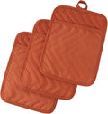 Anyi Pot Holders and Oven Mitts 7" X 9" Heat Resistant Cotton Pocket Pot Holder Set Feature of Non Slip Kitchen Hot Pad Oven Mitts, 3-Pack (Orange)