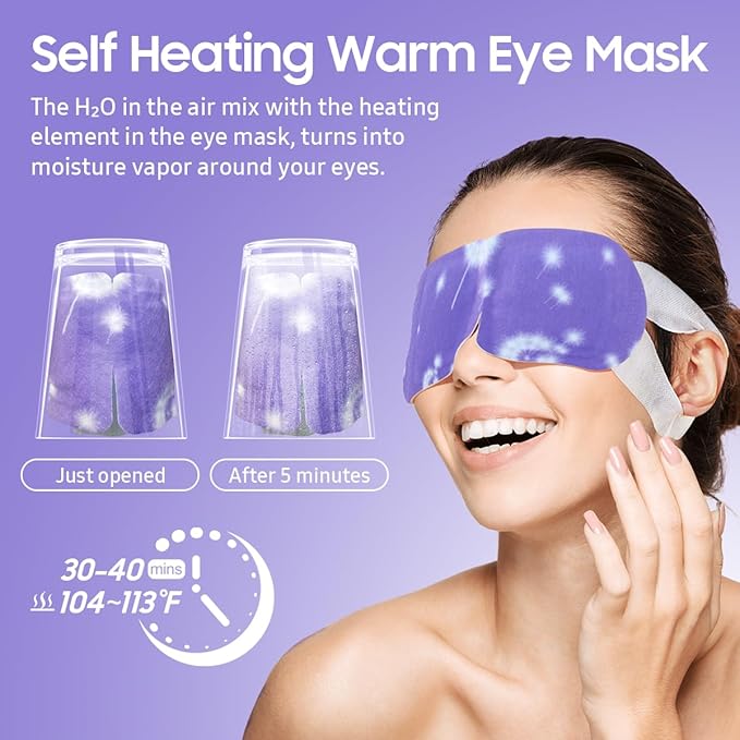 Steam Eye Mask, 10 Packs Heated Eye Mask, Self Heating Disposable SPA Warm Compress for Eyes Sleep Mask, Travel Essentials & Relaxation Gifts, Valentine's Day Gifts (Lavender Scent)