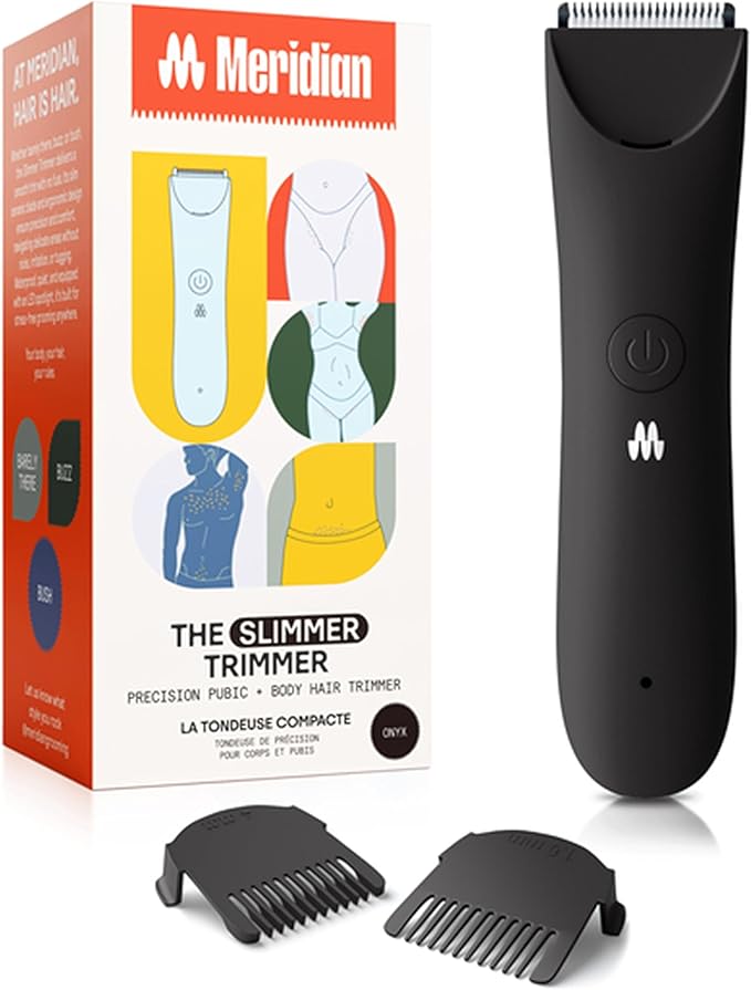 MERIDIAN Slimmer Trimmer – Electric Razor for Women, Bikini Line & Pubic Hair Trimmer, Rechargeable & Waterproof, Painless, Flawless Shave for Sensitive Skin, Gentle, Quiet & Travel-Friendly, Onyx