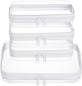 4 pcs Clear Zipper Pouches,Hard Shell Zipper Case, Toiletry Bag for Travel, CLear Diaper Bag, Toiletry Pouch, Travel Organizer, Cosmetic Bag,Toy Storage Bins (M+3S)