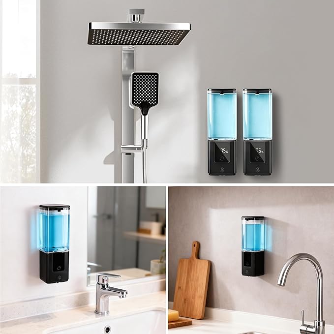 LAOPAO Soap Dispenser, Automatic Soap Dispenser Wall Mount Rechargeable Foaming Soap Pump for Bathroom Kitchen, Touchless Foam Soap Dispenser for Dish/Hand/Shower Soap, Home & Commercial, 540ml, Black
