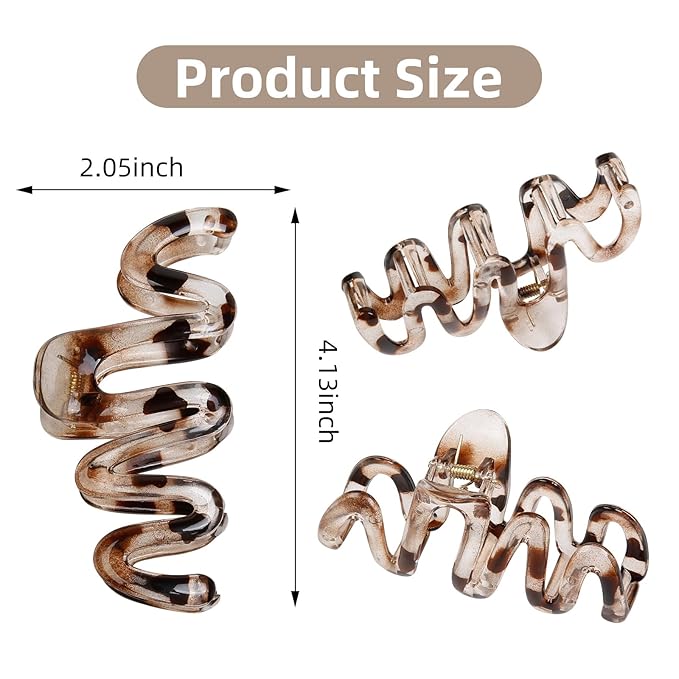 Claw Clips for Women 4Pcs Wavy Hair Clips for Thick Hair Non Slip Hair Clip Claw for Women's Hair Cute Hair Accessories
