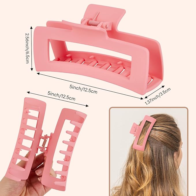 4 Pack Extra Large Matte Non-Slip Jumbo Claw Clips for Long Curly Hair - Hair Accessories for Women and Girls