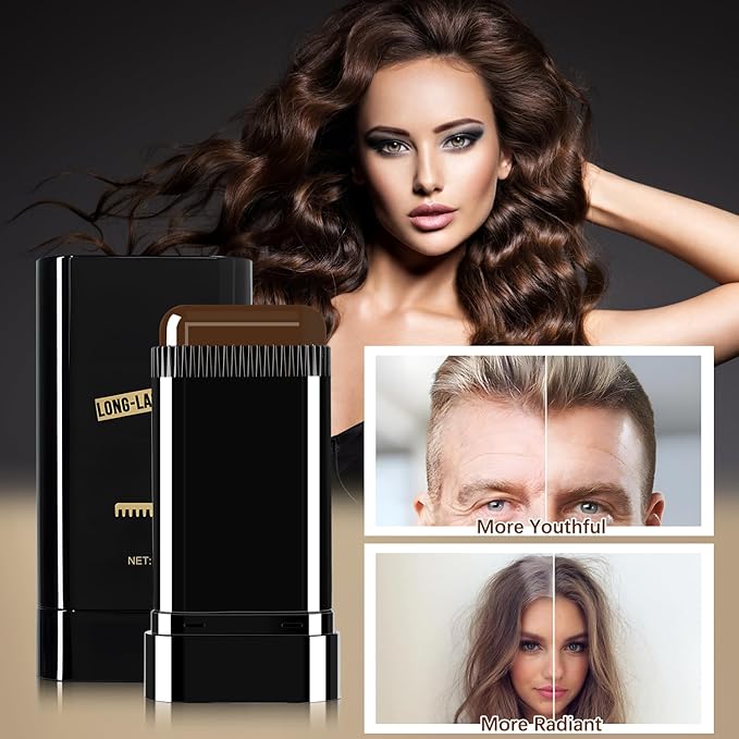 Hair Color Stick, Waterproof and Sweat-Proof Hair Dye Stick, Portable Color Touch-Up Hair Sticks With Comb, Cover Gray Hair Color Correction Sticks for Women & Men (02# Dark Brown)