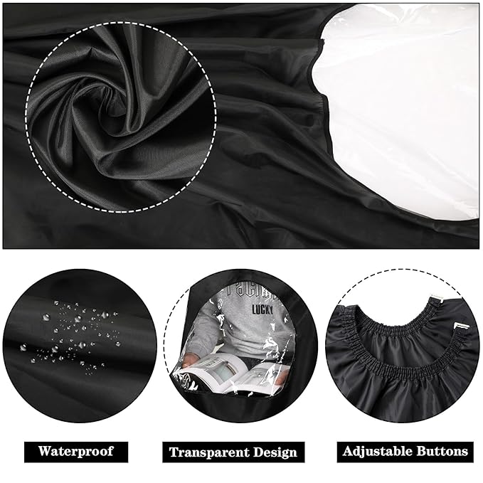FEBSNOW Professional Black Barber Cape with Neck Duster Brush Large Hair Cutting Cape with See-Through Window Water-Repellent Salon Cape with Adjustable Elastic Neckline 55 Inch x 66 Inch