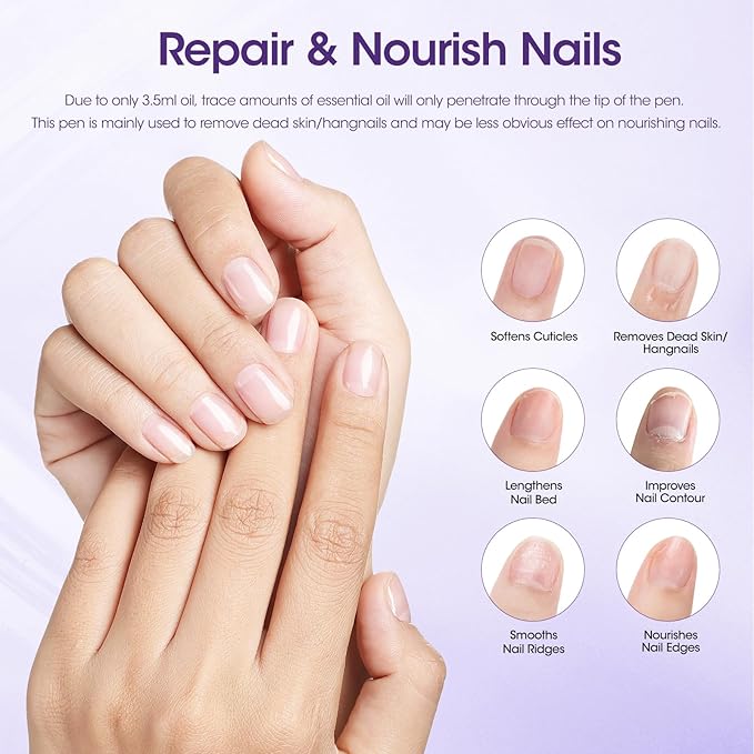Gellen 4-in-1 Cuticle Pusher Pen with Micro-Dosing Oil, Cuticle Remover & Cuticle Oil in a Pen, Ceramic Nail Pusher Oil Pen for Hangnail & Dry & Damaged Nails, Nail Care Pen for Repair & Nourish Nails