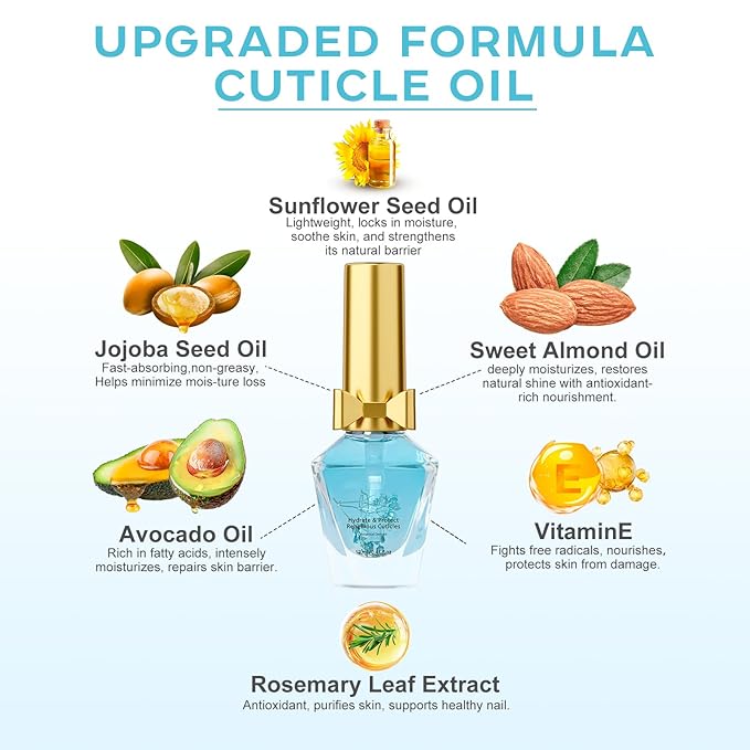 Cuticle Oil, Scented Cuticle Nail Oil Infused with Flowers, Hydrates, Moisturizes, Strengthens, Repairs, Revitalizing Cuticle Oils for Nails Damage Dry Cuticle, Jasmine, 12ml
