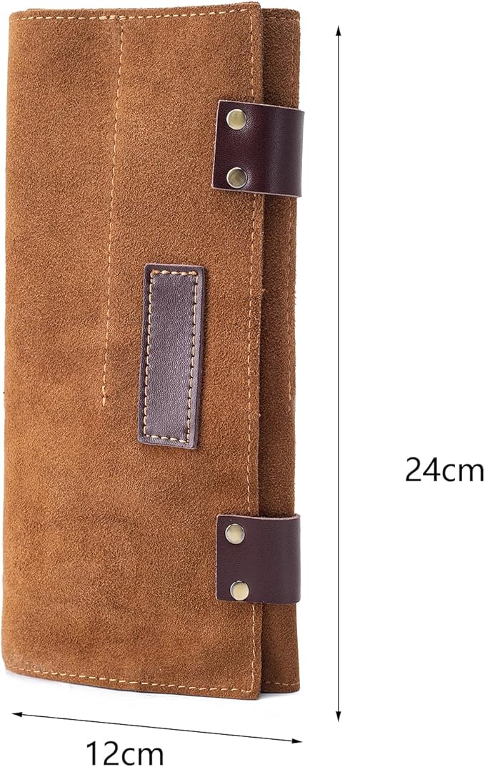 Hair Stylist Scissor Holder Pouch Cases for Hairdressers, Real Leather Scissor Roll Up Bag, Salon Tools Organizer for Barber Hairdresser (V-001-Brown)