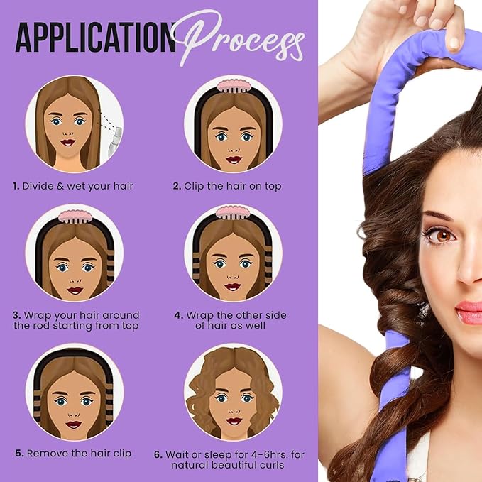 KAV 100% Mulberry Silk Heatless Curling Rod Headband Set with Clip & Scrunchies – Overnight Heatless Hair Curler for Women, No Heat Damage, Soft Hair Roller for Natural Curls & Waves