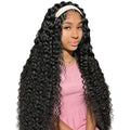 XSY 30 Inch Headband Wig Human Hair Deep Wave Glueless None Lace Front Wigs for Black Women 150% Density Curly Long Headband Wig Natural Color