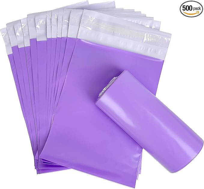 Disposable Sanitary Bags, 500 Pcs, Purple, Self-sealing, Odor-proof, Rectangular, Plastic, 10" x 6" Bags for Feminine Hygiene, Personal Waste, or Pet Waste