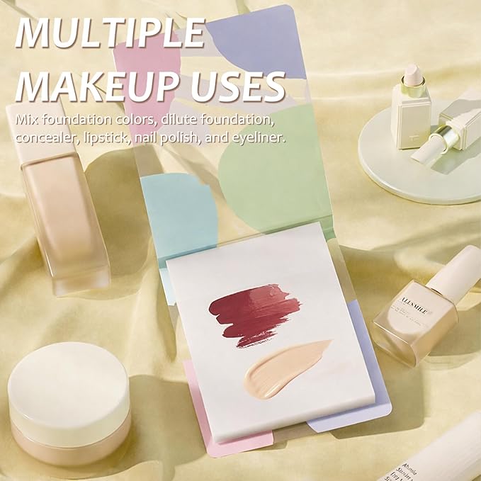 200Pieces Makeup Mixing Palette Papers, 2 Set of Cosmetic Palette Paper with Mixing Stick, Disposable Foundation Mixing Tray for blending foundation, concealer, eyeshadow, and liquid blush