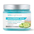 SpaScriptions Hyaluronic Acid Sugar Scrub - Hydrating Body Scrub Exfoliator with Seal Salt & Cucumber, Ideal for Dry & Rough Textured Skin, Helps Support Refershed, Hydrated & Smooth Skin, 21 oz