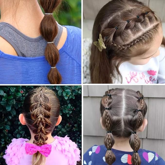 YGDZ 4000pcs Hair Rubber Bands, Clear Black Elastic Hair Ties Toddlers Girls Baby Hair Elastics Mini Small Braids Rubber Bands(Black+Clear)