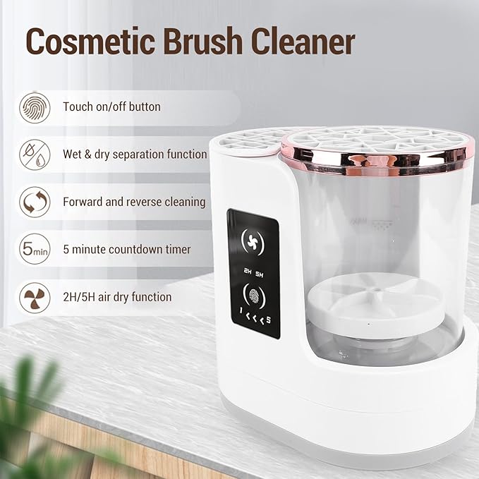 Timer Electric Makeup Brush Cleaner, Detachable USB Cosmetic Brushes Cleaner Tool, Portable Automatic Makeup Brush Cleaner Dryer Machine for Various Sizes of Brushes