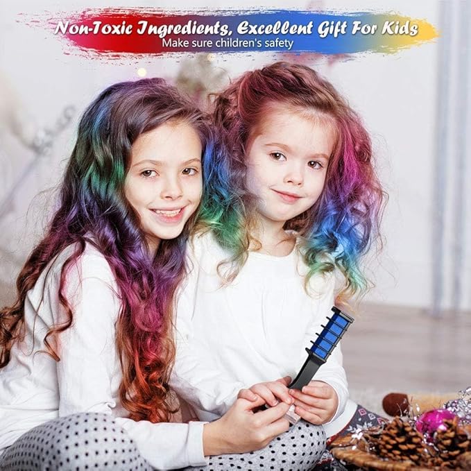 Hair Chalk Comb LAWOHO 6 Colors Temporary Hair Dye Marker Gifts for Girls Kids Adults for Halloween Christmas Birthday Party, Cosplay