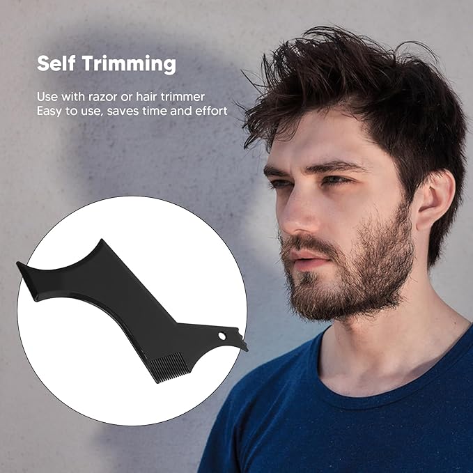 Beard Shaper, Professional Beard Shaping Tools with 4pcs Barber Pencil, Beard Template and Beard Brush, Beard Shape up Tool for Line Up & Edging, Gifts for Dad, Husband