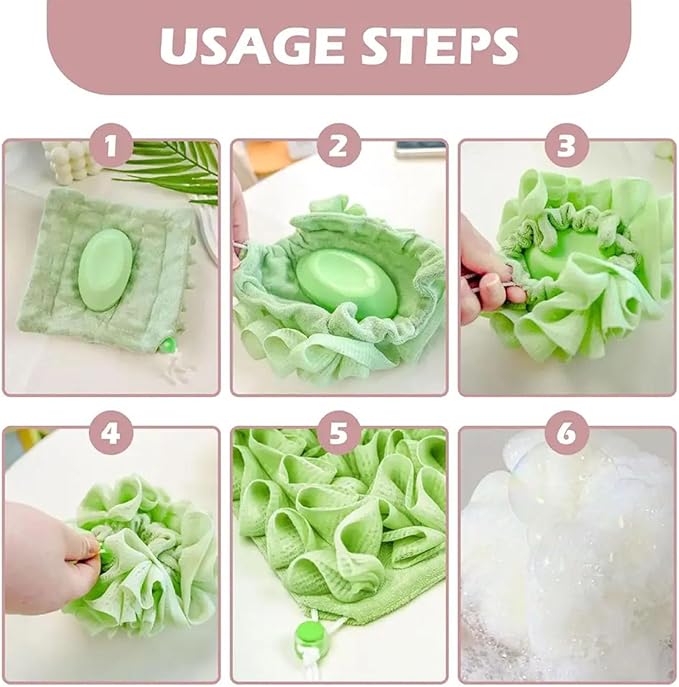 Bath Pouf Soap Holder Sponge Loofah Sponge for Smooth Skin Gentle Lathering Cleansing Shower Pouf with Soap Slot