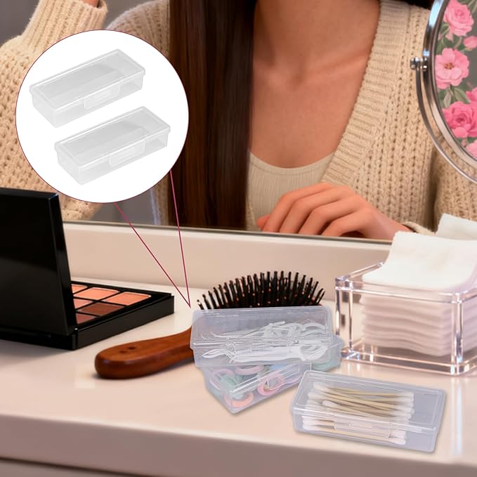 3Pcs Cotton Swab Holder for Travel,Portable Dental Floss Case Clear Plastic Cotton Pad Holder,Travel Floss Picks Case Storage Containers with Dustproof Lid