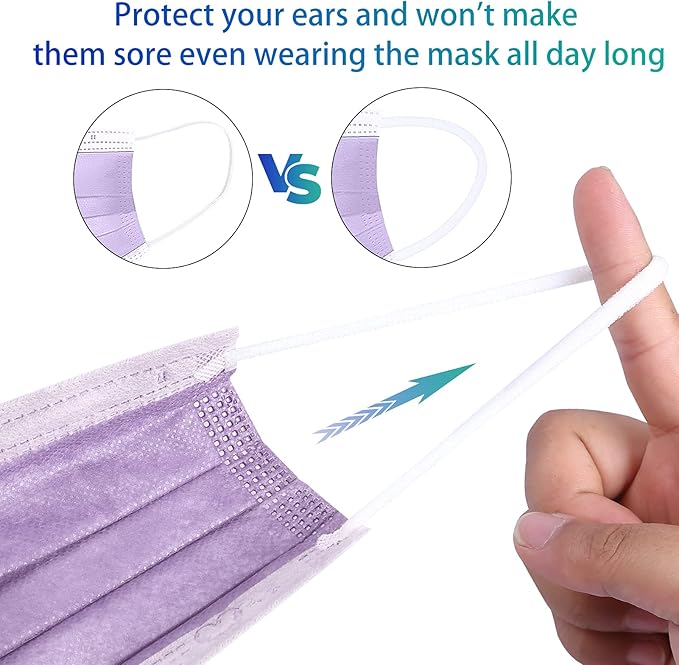 Disposable Face Mask 4-Ply for Adult, Soft Face Masks, Breathable Safety Mask…