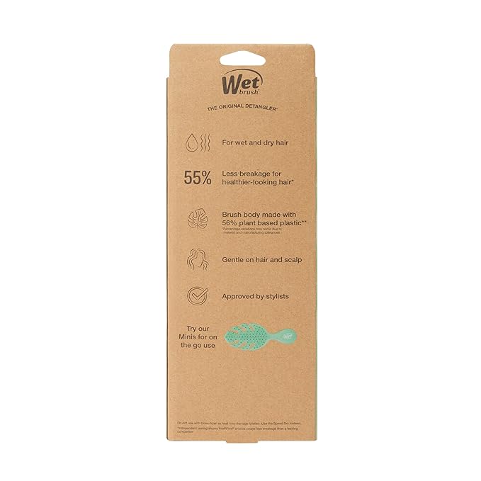 Wet Brush Go Green Curl Detangler Hair Brush, Pale Pink, Ultra-Soft IntelliFlex Detangling Bristles Glide Through Tangles with Ease, Great For Curls, No Split Ends & Pain-Free for Wet or Dry Hair