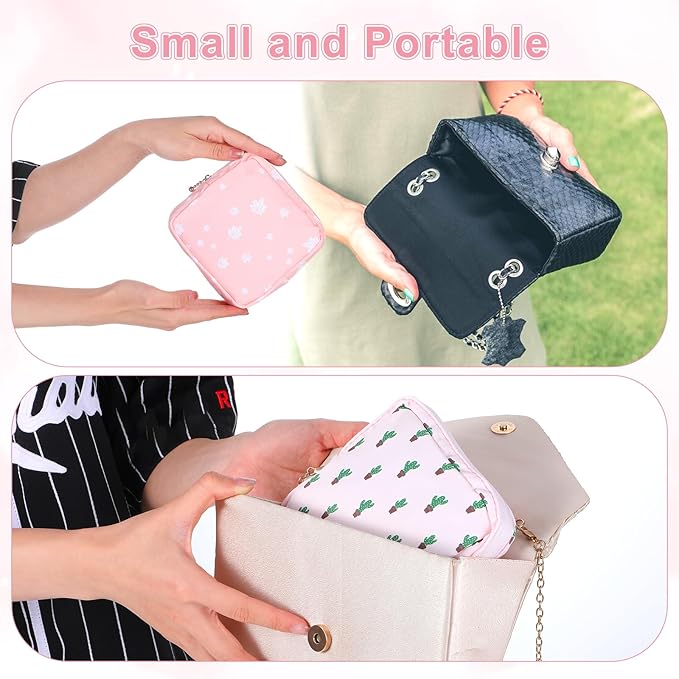 3PCS Pad Pouch for Women Period Bag Zippered Sanitary Napkin Storage Bag for Tampons Pads Menstrual Cup Pouches Portable Feminine Hygiene Organizer Tampon Holder Bags for Purse Travel Pouch