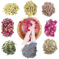 Dried Flowers Pedicure Foot Soak Kit,8 Bags Set for Dry Tired Feet,Including Rose Buds,Lavender,Jasmine,Chrysanthemum,Lemongrass,Mint, Peony,Peach Blossom (8 Bags, Dried Flowers)