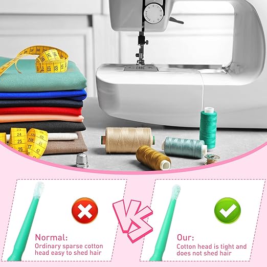 Sewing Machine Cleaning Swabs Micro Applicator Brushes Disposable Clean Brushes Micro Swab Pointed Tips Multi Colored Lab Swabs for Cleaning Paint Sewing Machine, 3 Size (500 Pcs)