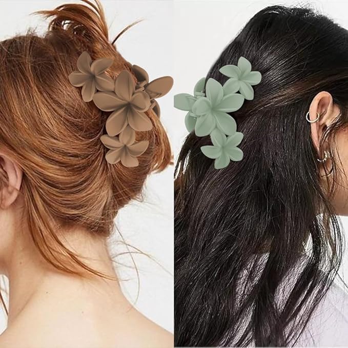 Ahoney 6PCS Flower Hair Clips for Women Strong Hold Nonslip, Big Flower Claw Clip for Thick Hair, Hawaiian Hibiscus Cute Hair Clips Beach Hair Accessories for Women Girls 10