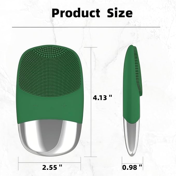 MEGAN Facial Cleansing Brush,USB Rechargeble Electric Silicone Face Scrubber,IPX7 Waterproof Sonic Facial Massager, 3 in 1 face Brush for Deep Cleanning, Blackhead Remover, Exfoliating. (Green)